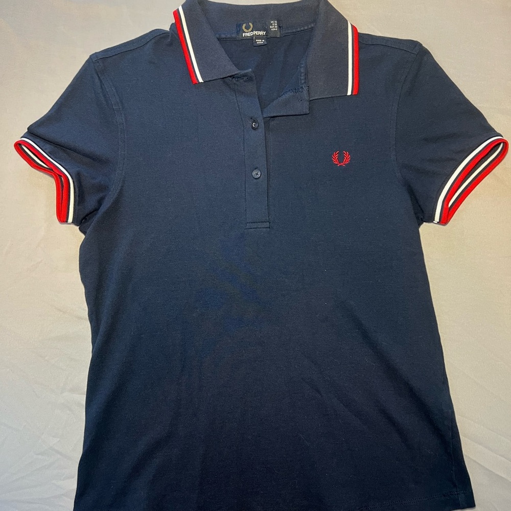 Fred Perry Dark Blue Polo with Red and White Trim